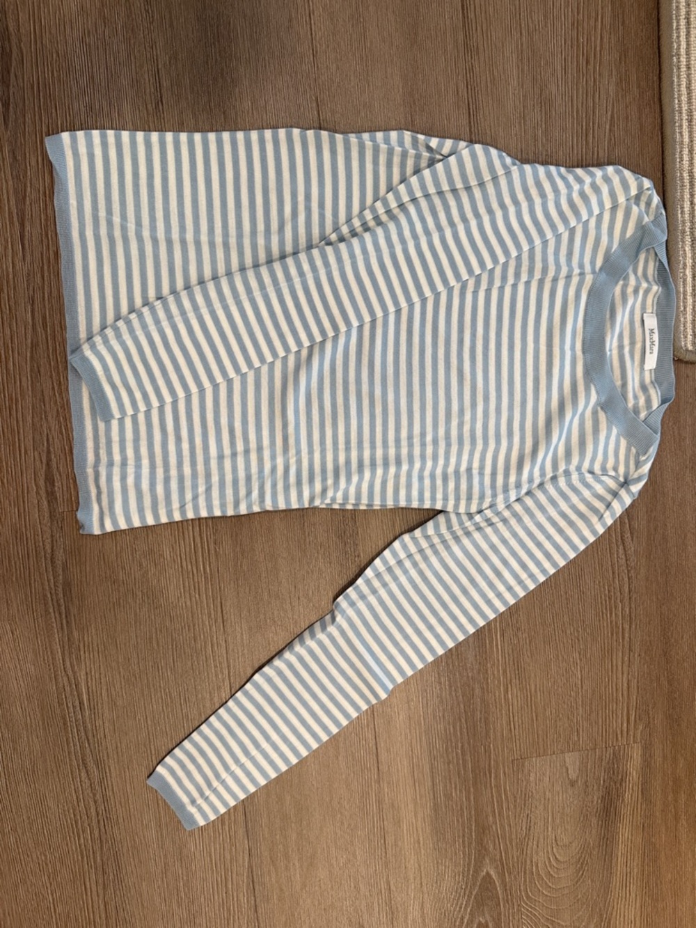 MaxMara Light Blue and White Striped Knit Top